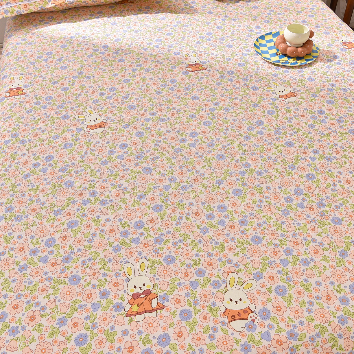 91家纺网 家纺一手货源 找家纺 德比尔斯  2026新款原棉老粗布凉席花边老粗布三件套 西野暮色-花边款