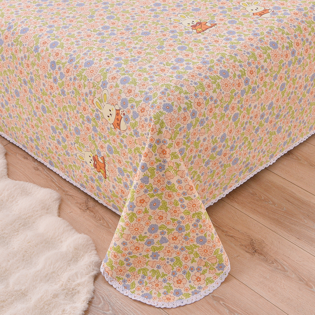 91家纺网 家纺一手货源 找家纺 德比尔斯  2026新款原棉老粗布凉席花边老粗布三件套 西野暮色-花边款