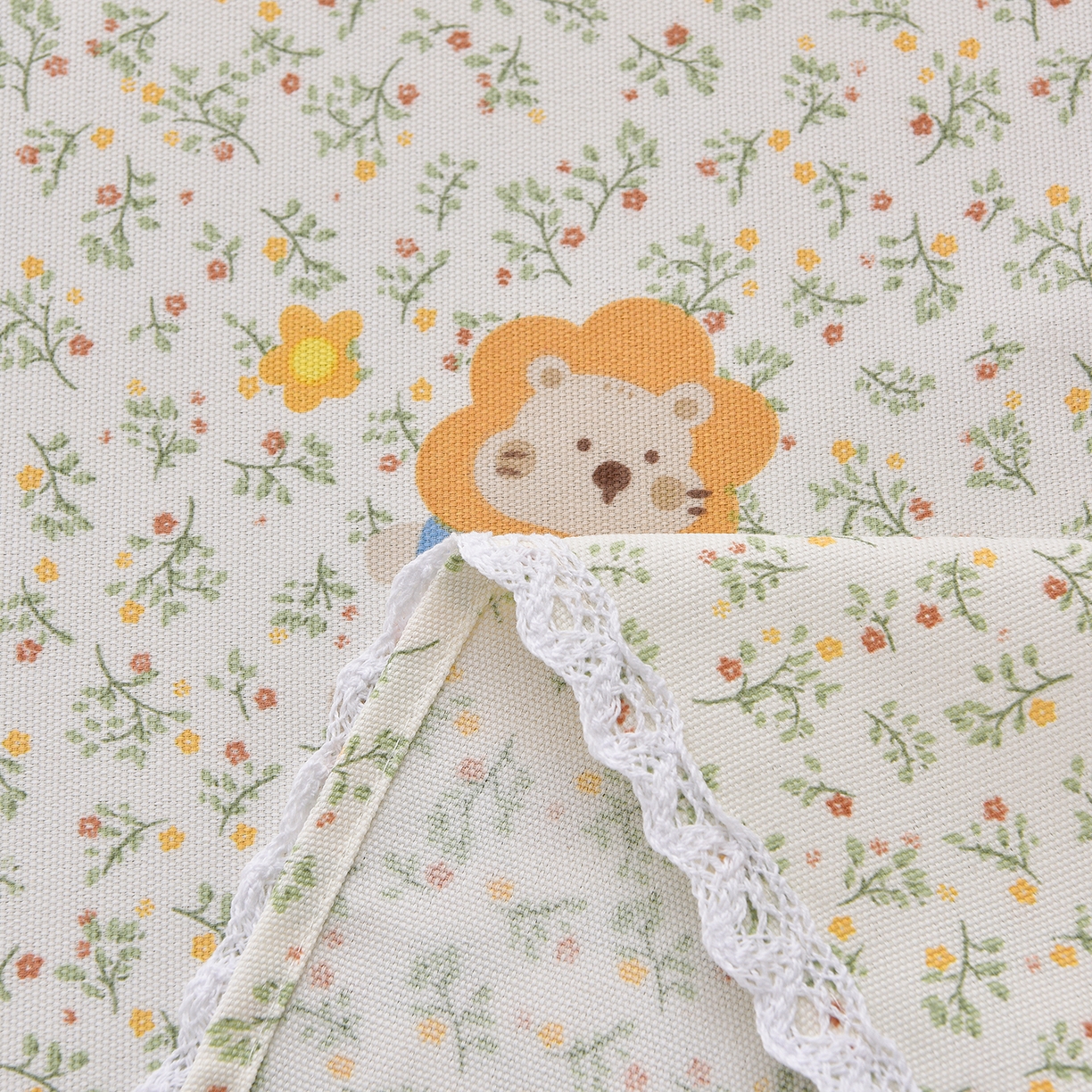 91家纺网 家纺一手货源 找家纺 德比尔斯  2026新款原棉老粗布凉席花边老粗布三件套 小狮子-花边款