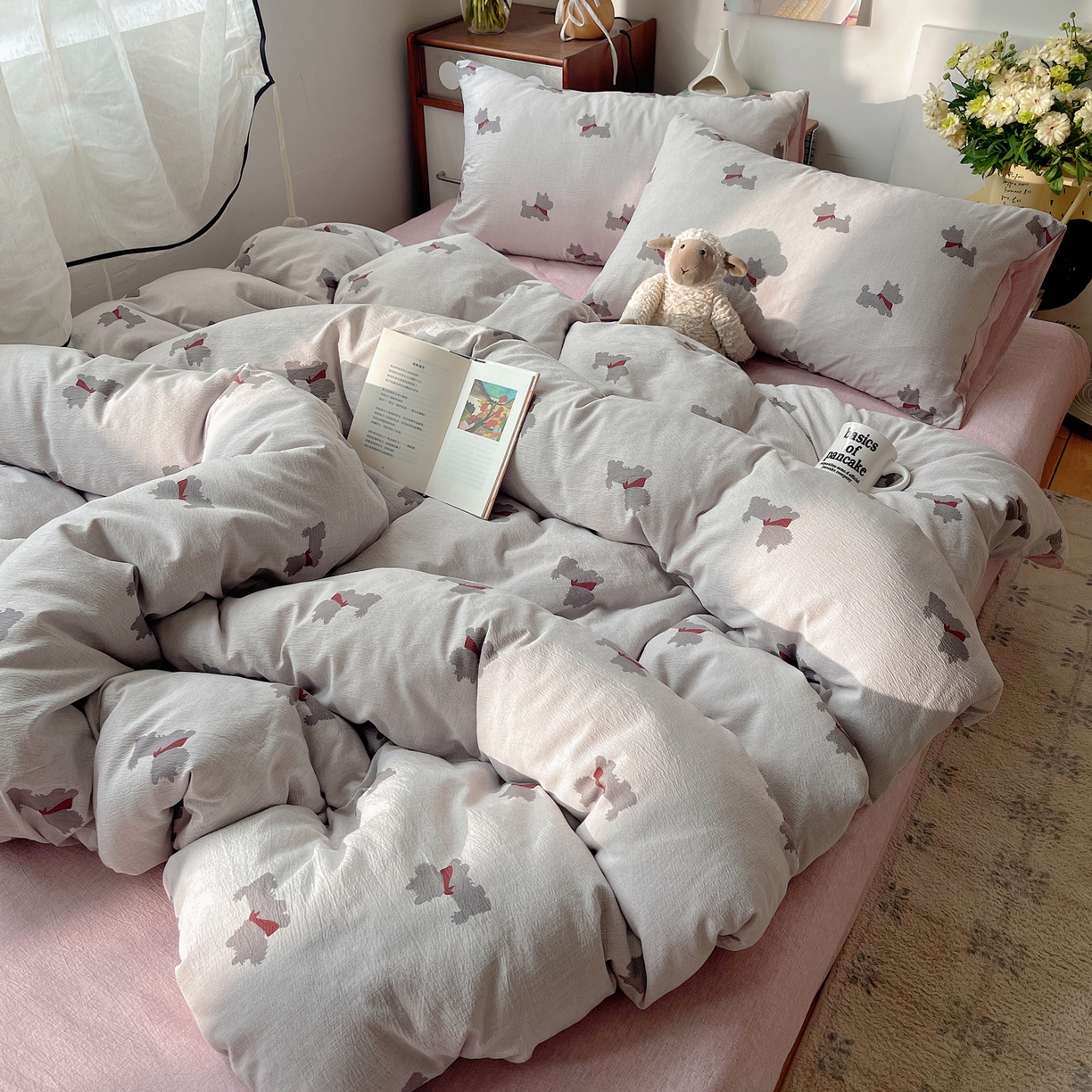 91家纺网 家纺一手货源 找家纺 凯洛奇 2026新款色织麻水洗提花四件套-提供买家秀 雾都犬影