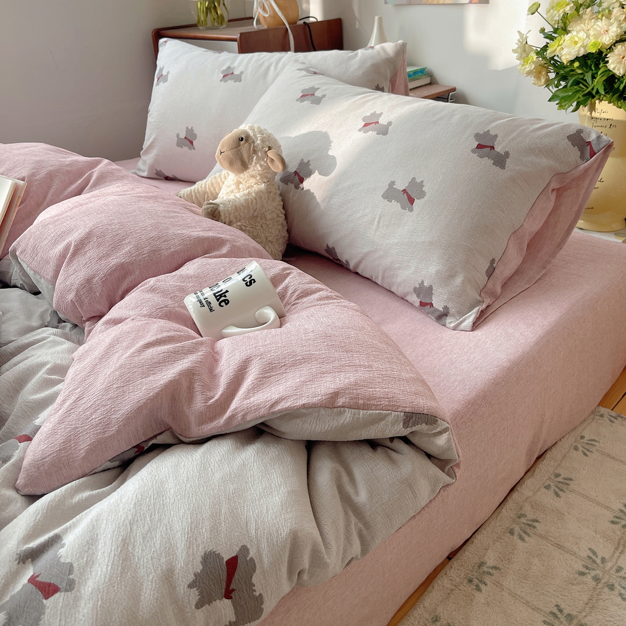 91家纺网 家纺一手货源 找家纺 凯洛奇 2026新款色织麻水洗提花四件套-提供买家秀 雾都犬影