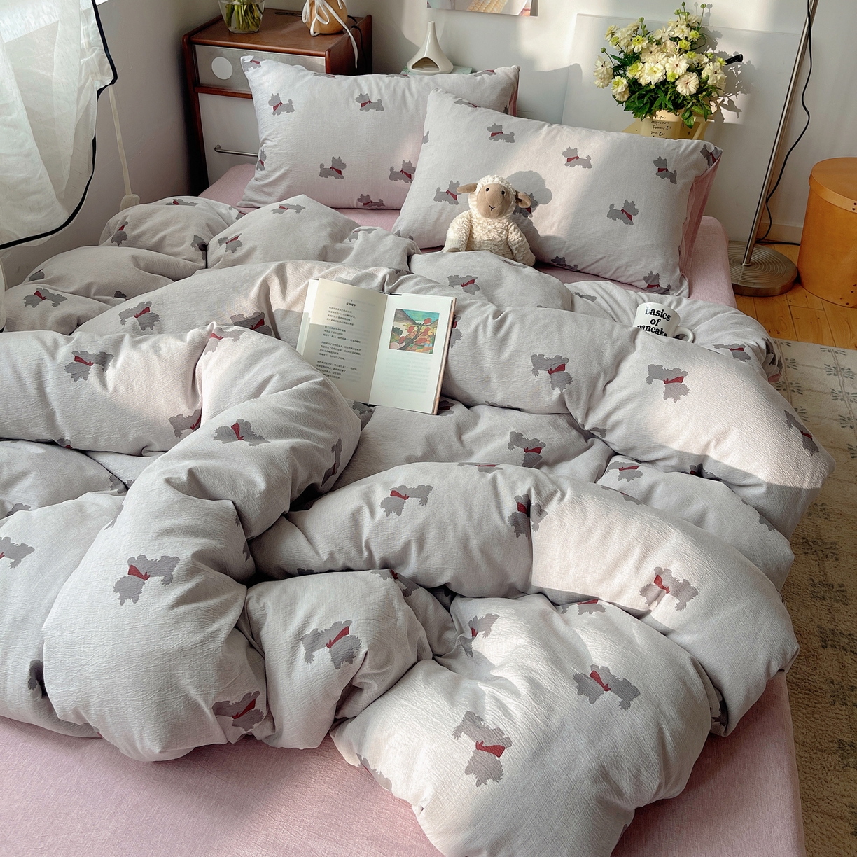 91家纺网 家纺一手货源 找家纺 凯洛奇 2026新款色织麻水洗提花四件套-提供买家秀 雾都犬影