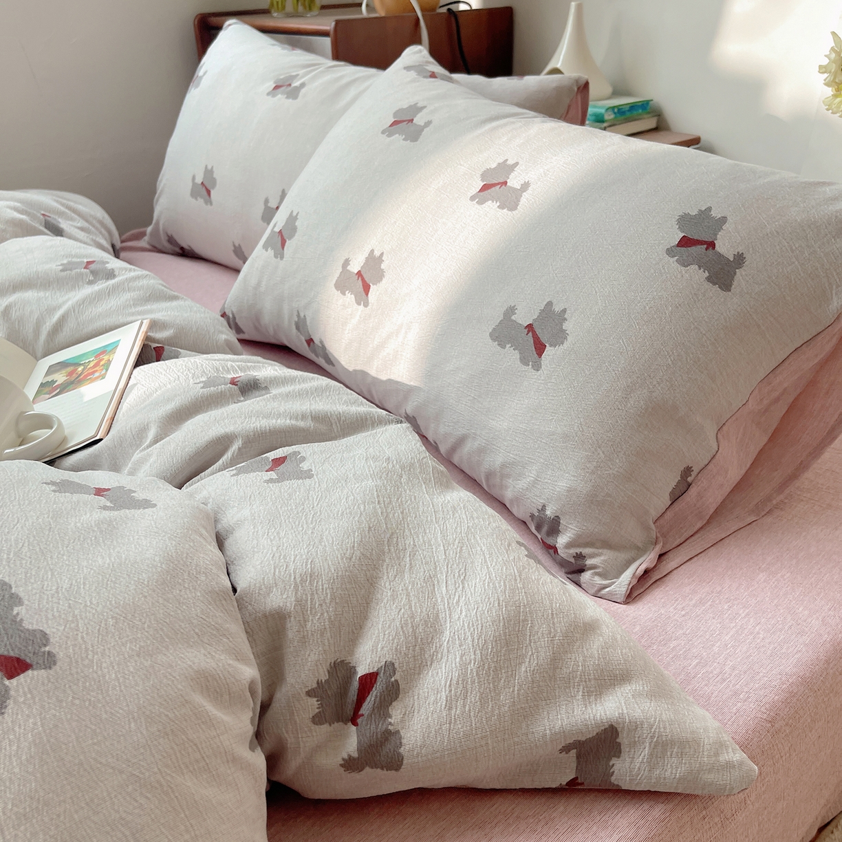 91家纺网 家纺一手货源 找家纺 凯洛奇 2026新款色织麻水洗提花四件套-提供买家秀 雾都犬影