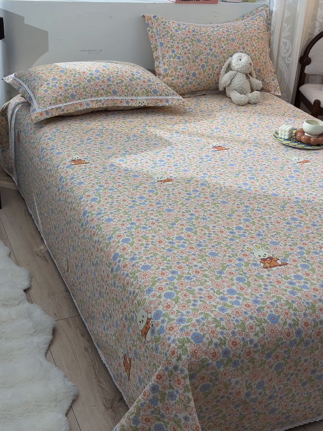 91家纺网 家纺一手货源 找家纺 德比尔斯  2026新款原棉老粗布凉席花边老粗布三件套 西野暮色-花边款