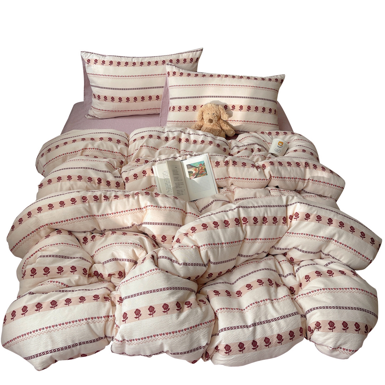 91家纺网 家纺一手货源 找家纺 凯洛奇 2026新款色织麻水洗提花四件套-提供买家秀 心玫织语