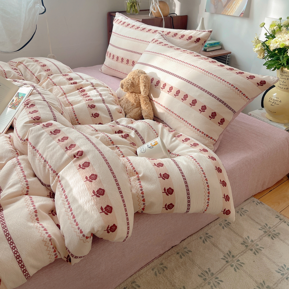 91家纺网 家纺一手货源 找家纺 凯洛奇 2026新款色织麻水洗提花四件套-提供买家秀 心玫织语