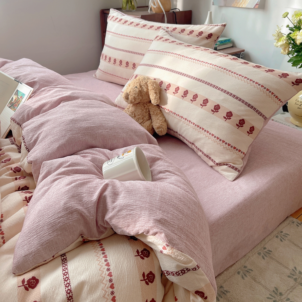 91家纺网 家纺一手货源 找家纺 凯洛奇 2026新款色织麻水洗提花四件套-提供买家秀 心玫织语