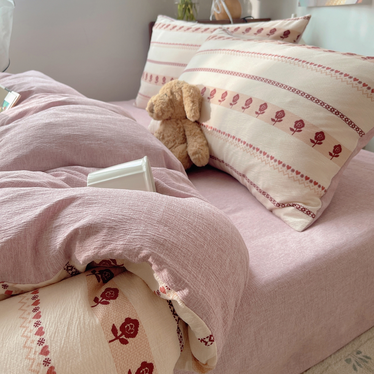 91家纺网 家纺一手货源 找家纺 凯洛奇 2026新款色织麻水洗提花四件套-提供买家秀 心玫织语