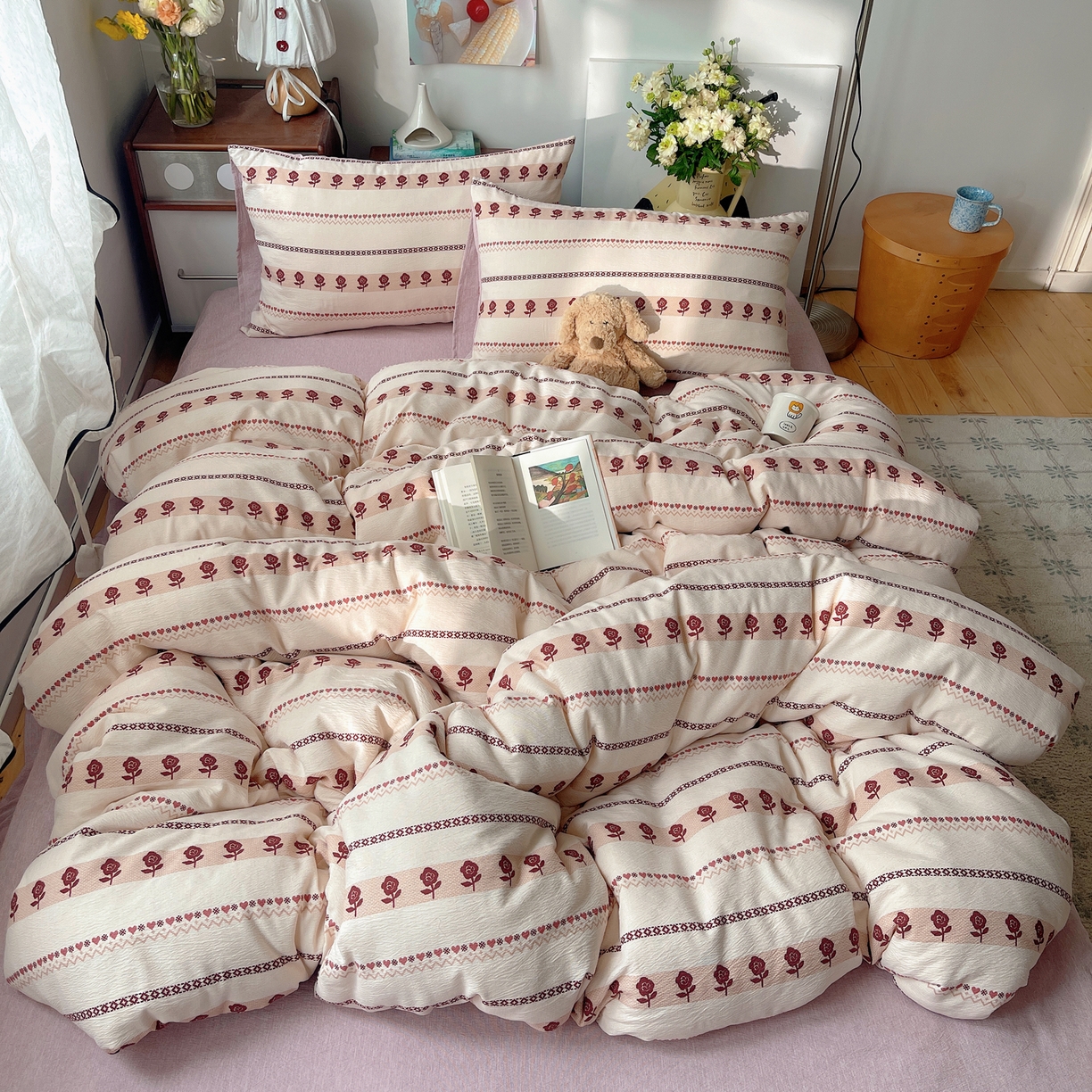 91家纺网 家纺一手货源 找家纺 凯洛奇 2026新款色织麻水洗提花四件套-提供买家秀 心玫织语