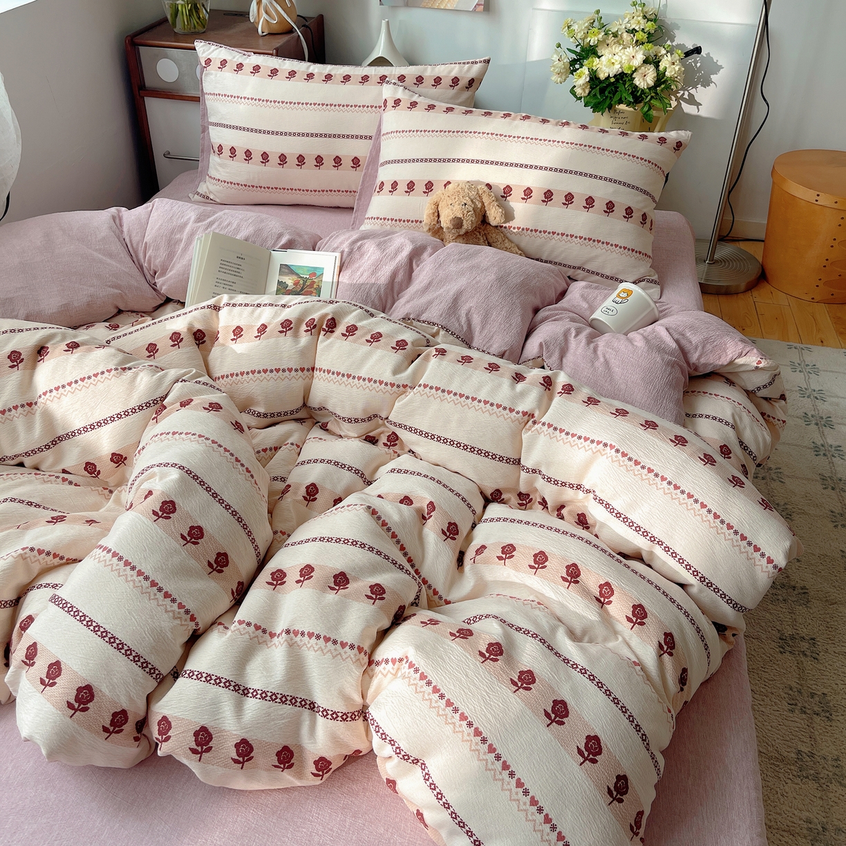 91家纺网 家纺一手货源 找家纺 凯洛奇 2026新款色织麻水洗提花四件套-提供买家秀 心玫织语