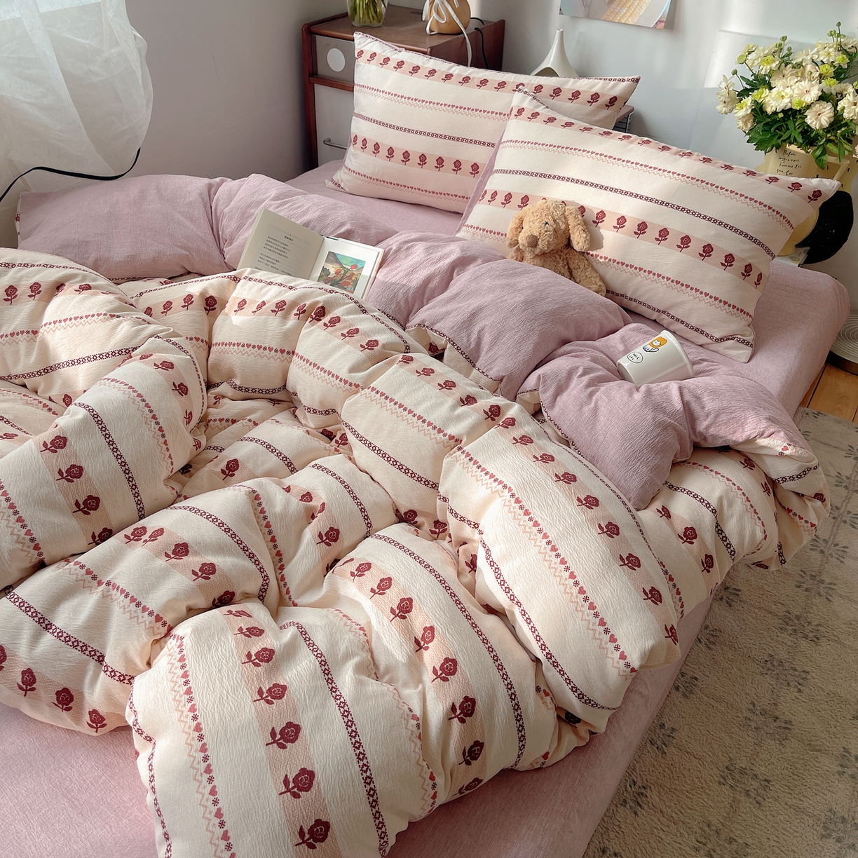 91家纺网 家纺一手货源 找家纺 凯洛奇 2026新款色织麻水洗提花四件套-提供买家秀 心玫织语