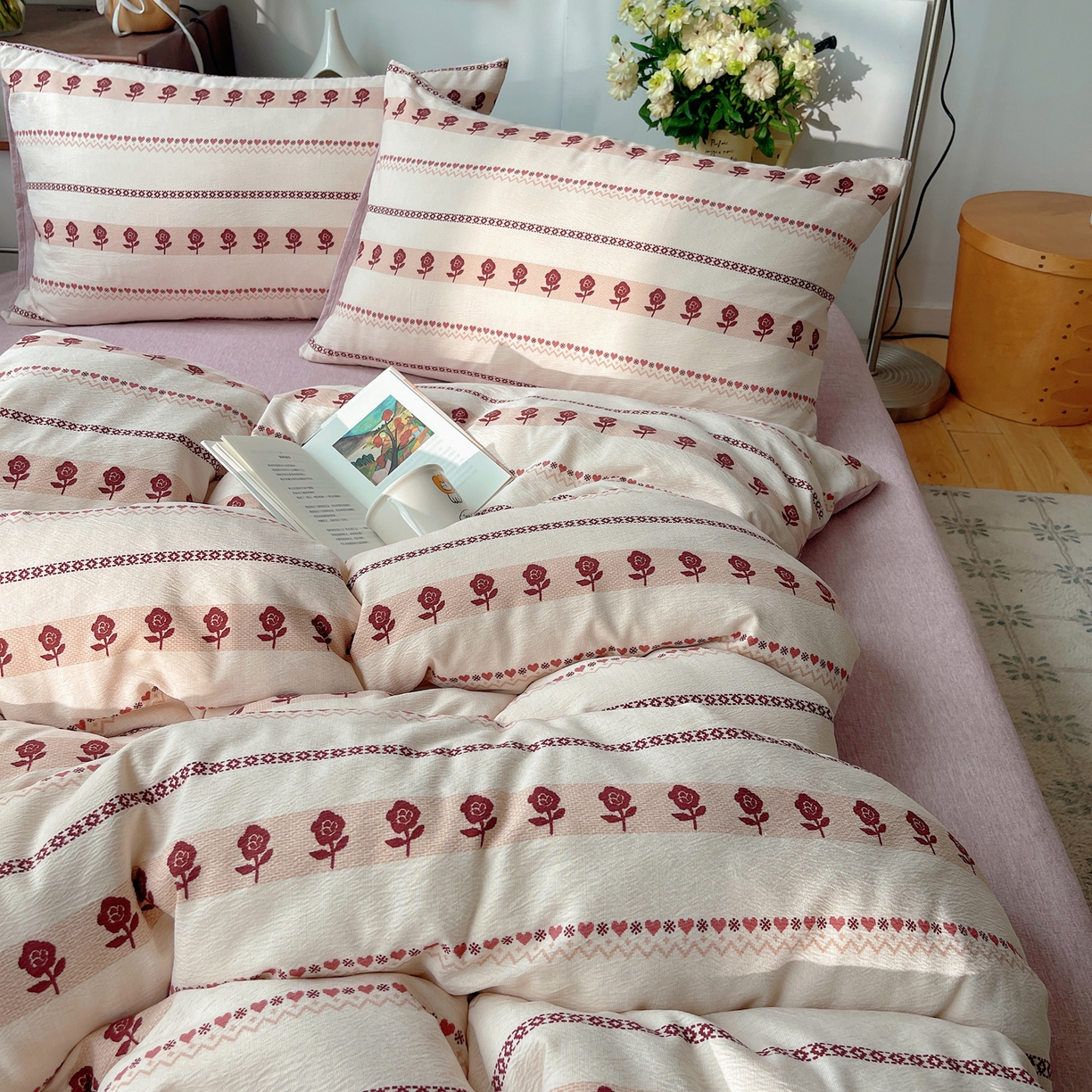 91家纺网 家纺一手货源 找家纺 凯洛奇 2026新款色织麻水洗提花四件套-提供买家秀 心玫织语