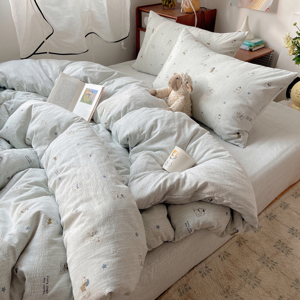 凯洛奇 2026新款色织麻水洗提花四件套-提供买家秀 星犬信札