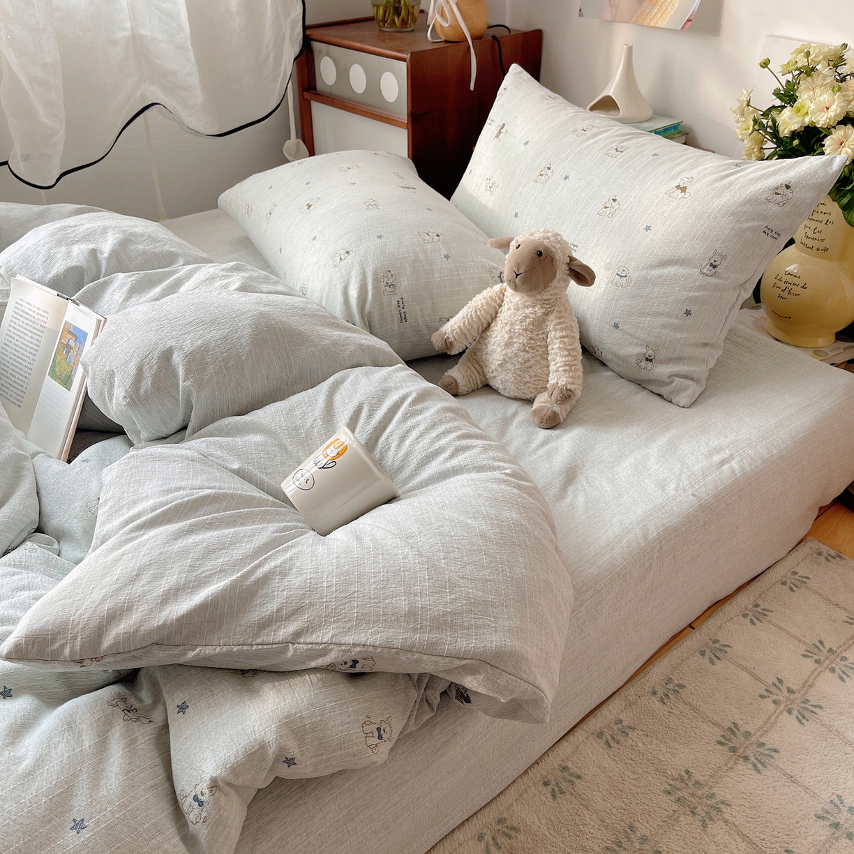 91家纺网 家纺一手货源 找家纺 凯洛奇 2026新款色织麻水洗提花四件套-提供买家秀 星犬信札