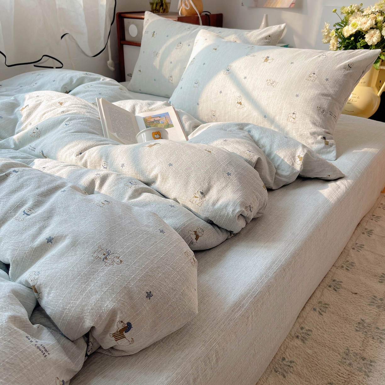 91家纺网 家纺一手货源 找家纺 凯洛奇 2026新款色织麻水洗提花四件套-提供买家秀 星犬信札