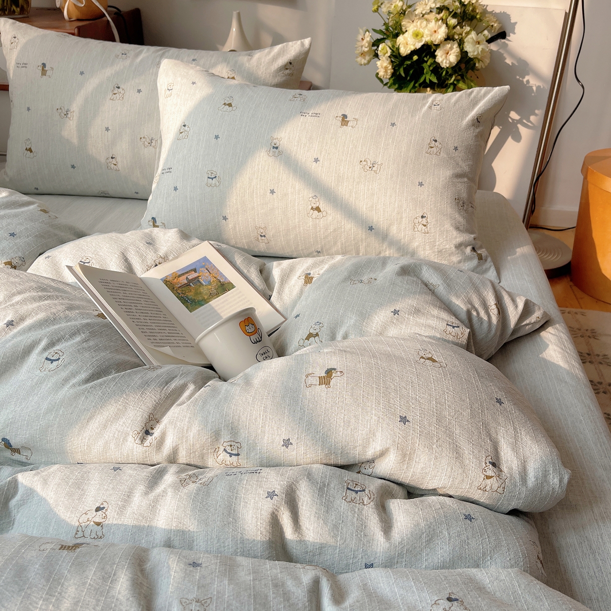 91家纺网 家纺一手货源 找家纺 凯洛奇 2026新款色织麻水洗提花四件套-提供买家秀 星犬信札