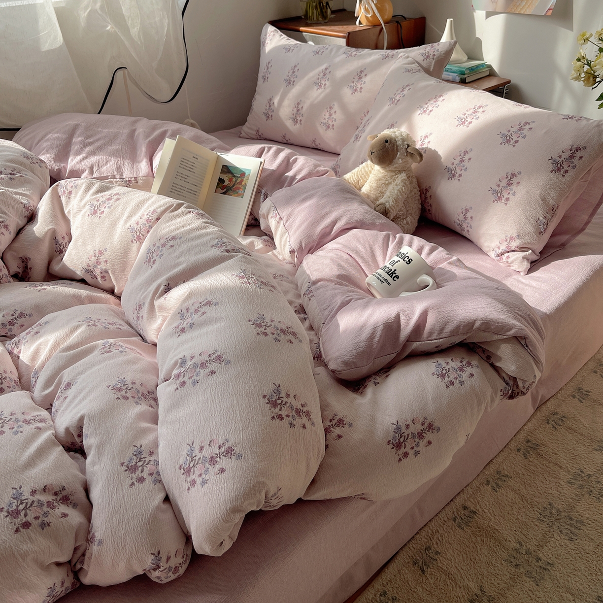 凯洛奇 2026新款色织麻水洗提花四件套-提供买家秀 紫陌花痕