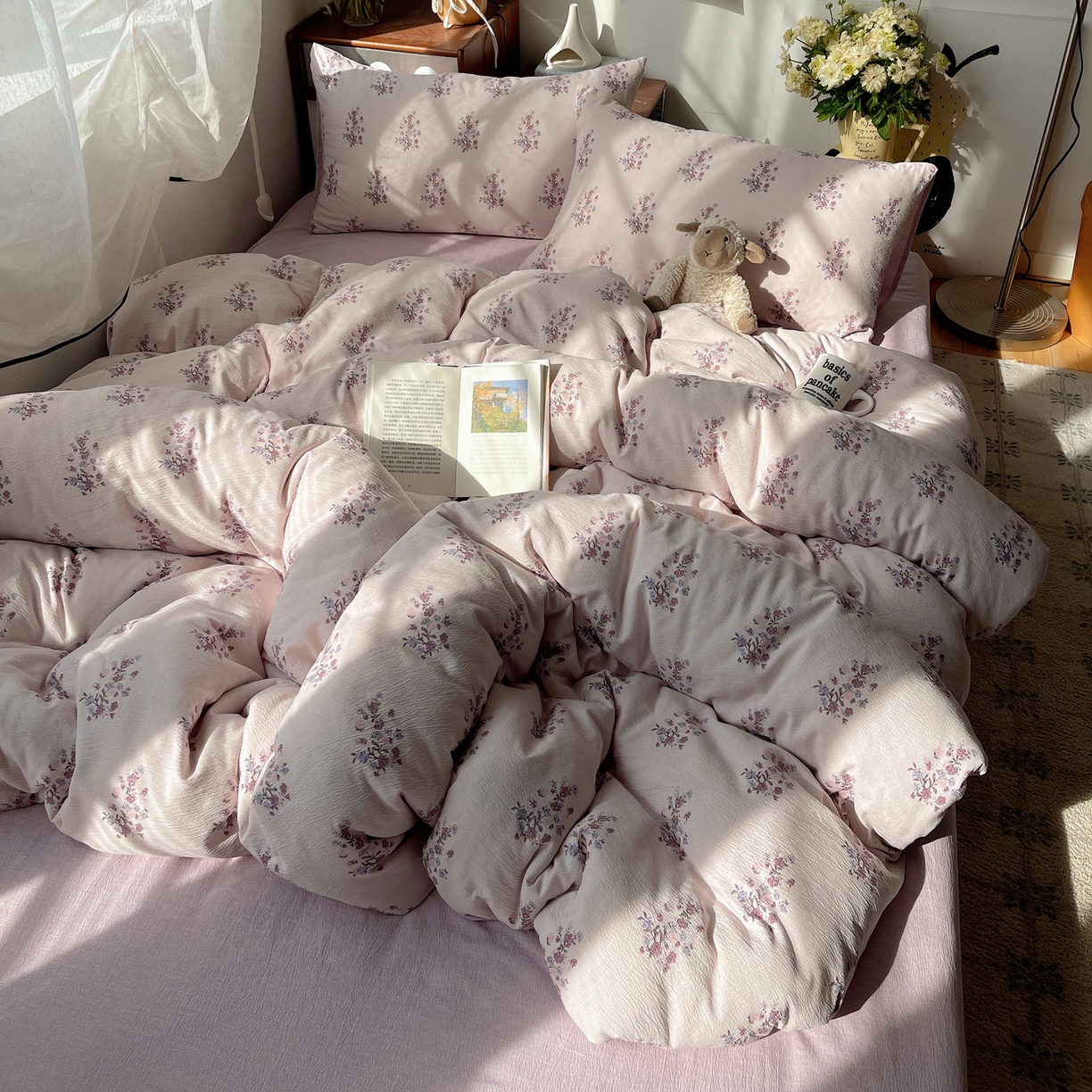 91家纺网 家纺一手货源 找家纺 凯洛奇 2026新款色织麻水洗提花四件套-提供买家秀 紫陌花痕