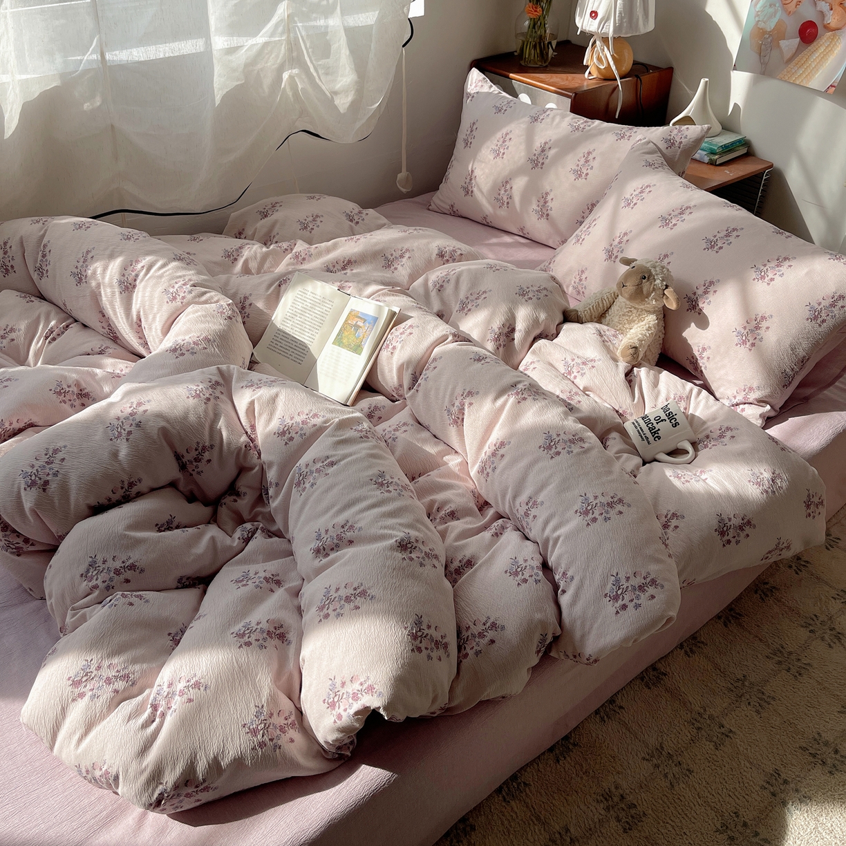 91家纺网 家纺一手货源 找家纺 凯洛奇 2026新款色织麻水洗提花四件套-提供买家秀 紫陌花痕