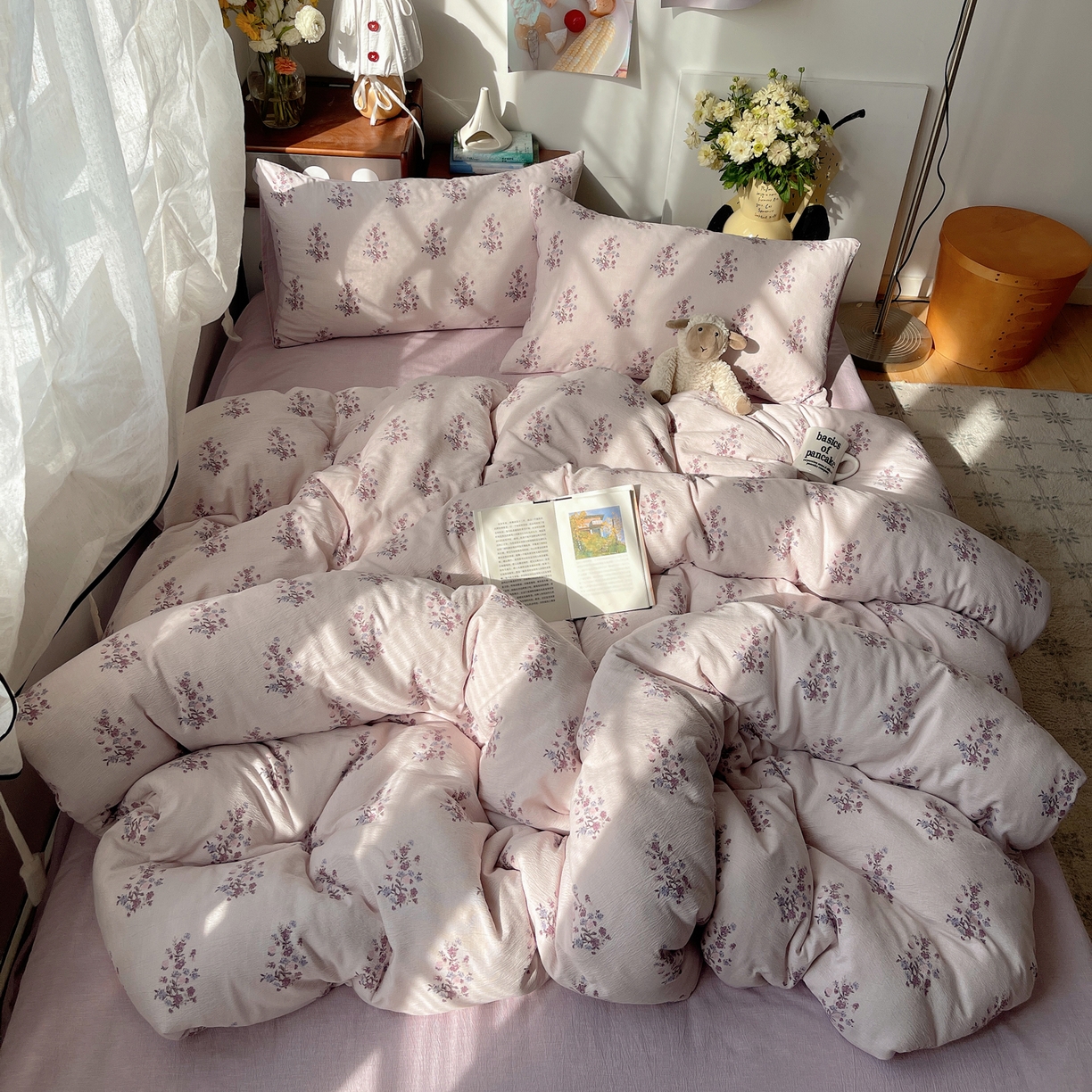 91家纺网 家纺一手货源 找家纺 凯洛奇 2026新款色织麻水洗提花四件套-提供买家秀 紫陌花痕