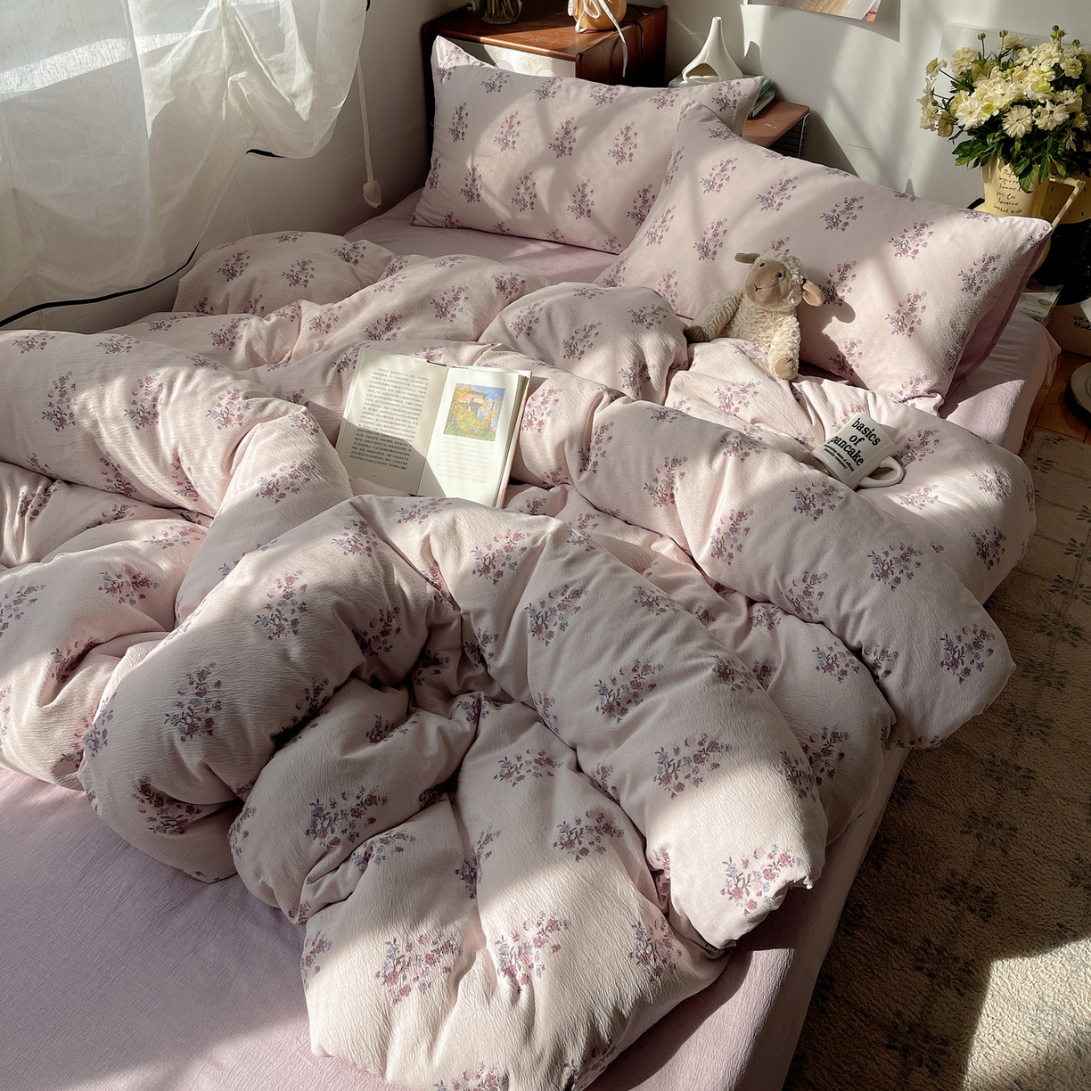 91家纺网 家纺一手货源 找家纺 凯洛奇 2026新款色织麻水洗提花四件套-提供买家秀 紫陌花痕