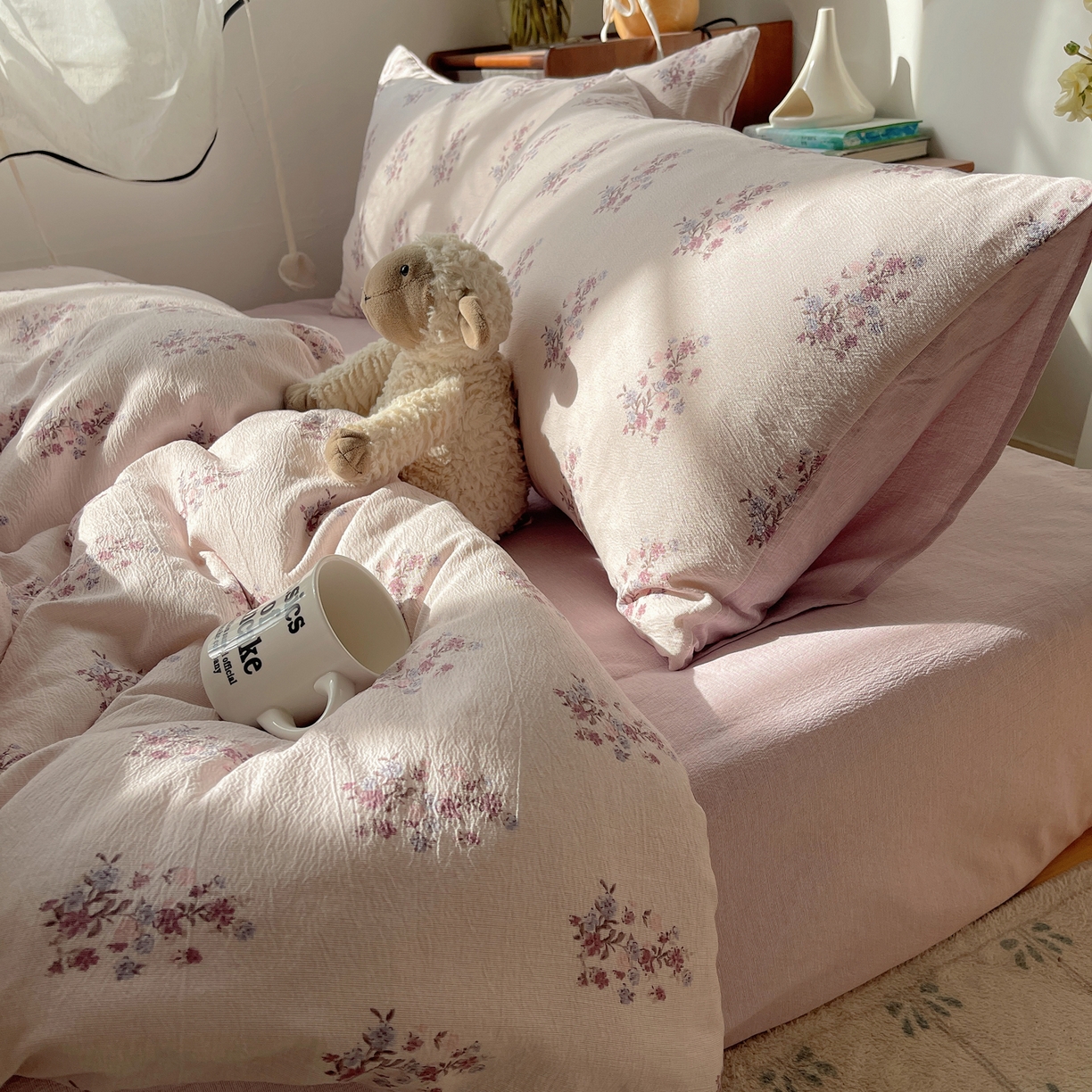 91家纺网 家纺一手货源 找家纺 凯洛奇 2026新款色织麻水洗提花四件套-提供买家秀 紫陌花痕