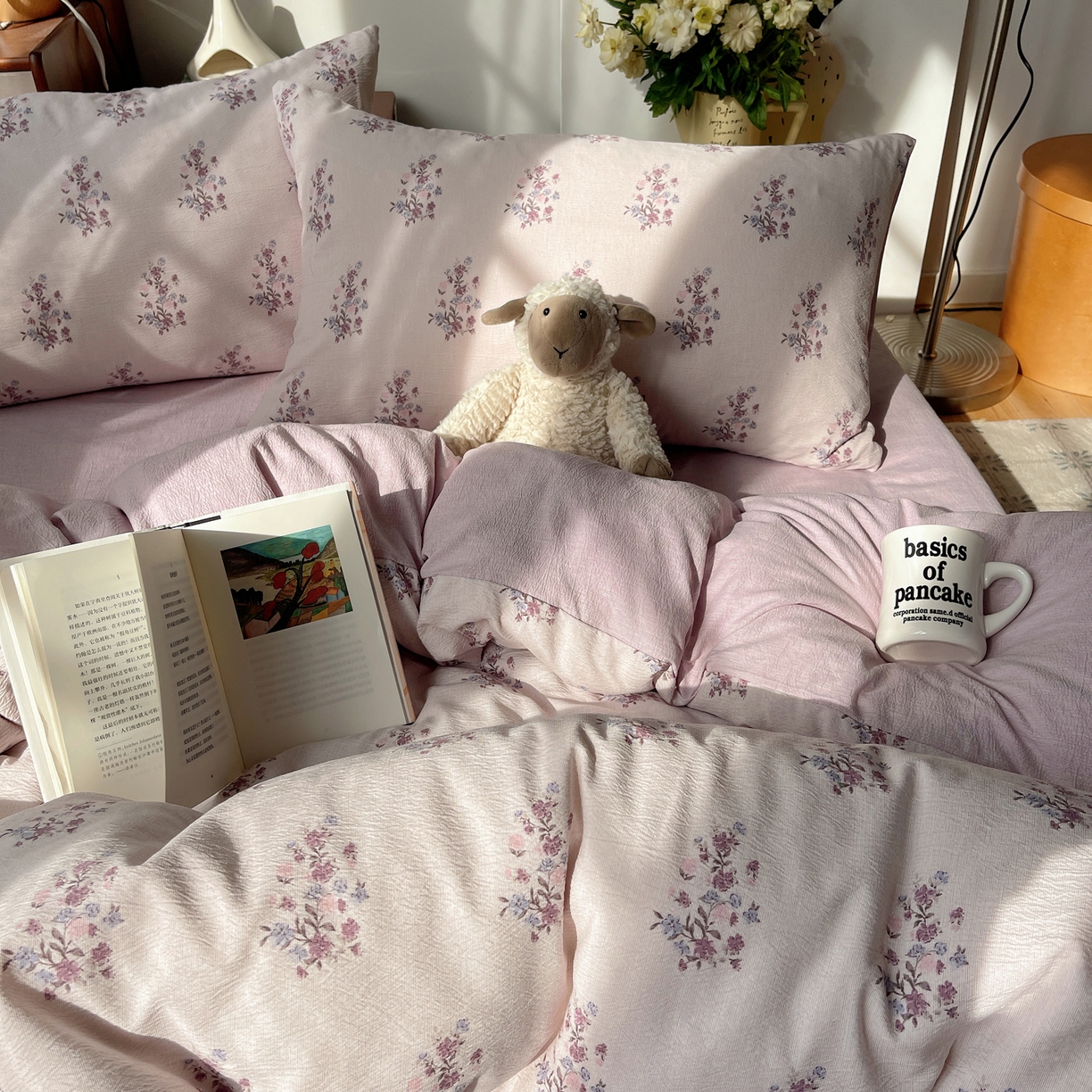 91家纺网 家纺一手货源 找家纺 凯洛奇 2026新款色织麻水洗提花四件套-提供买家秀 紫陌花痕