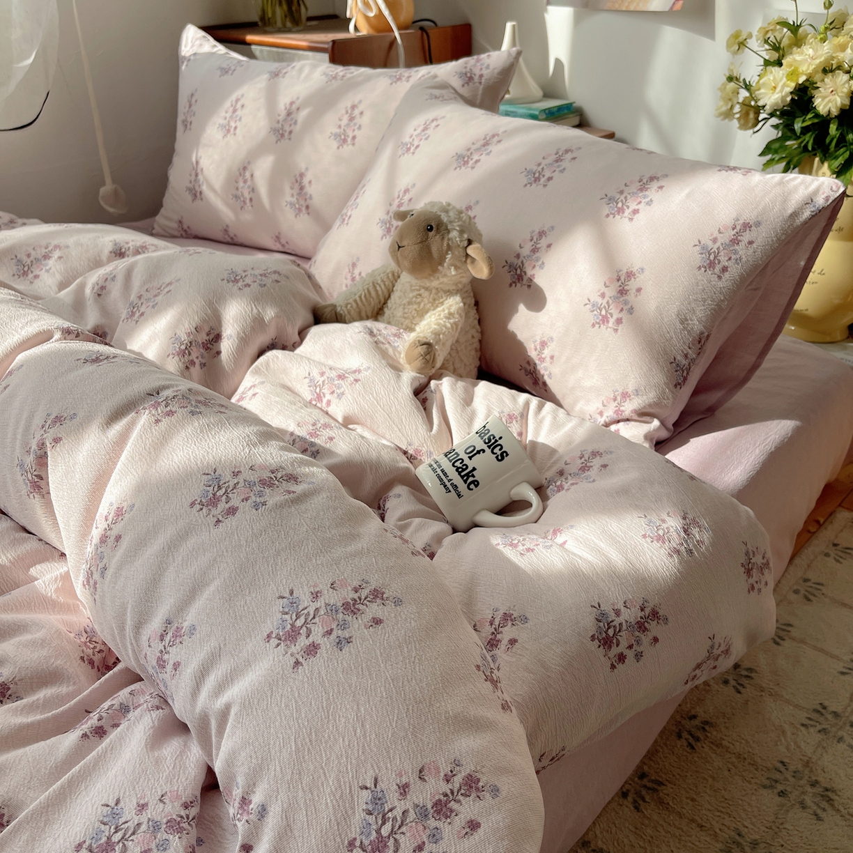 91家纺网 家纺一手货源 找家纺 凯洛奇 2026新款色织麻水洗提花四件套-提供买家秀 紫陌花痕