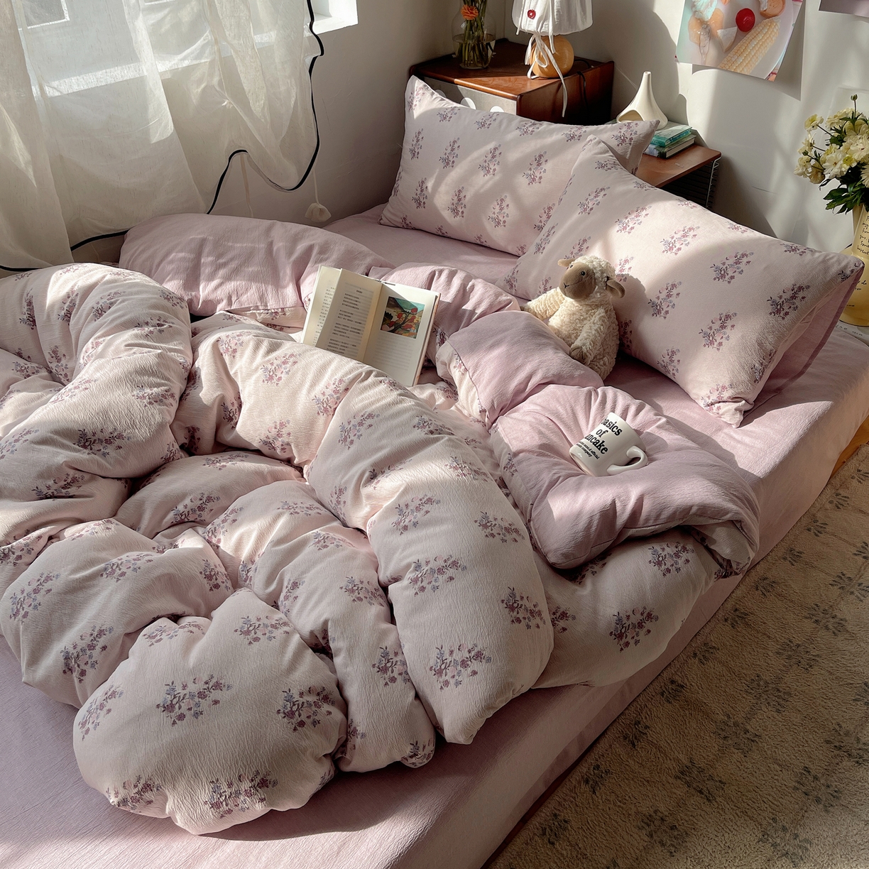 91家纺网 家纺一手货源 找家纺 凯洛奇 2026新款色织麻水洗提花四件套-提供买家秀 紫陌花痕