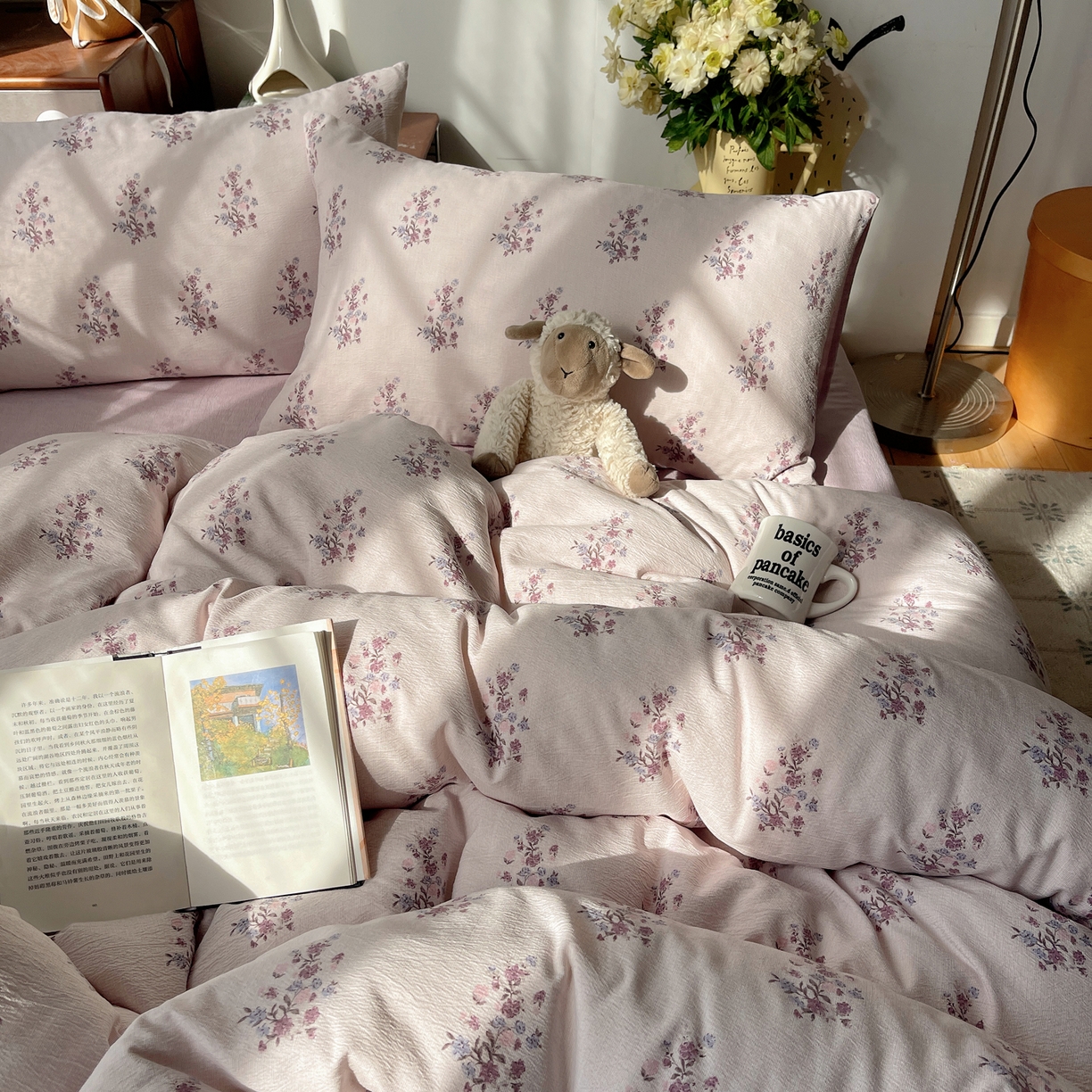 91家纺网 家纺一手货源 找家纺 凯洛奇 2026新款色织麻水洗提花四件套-提供买家秀 紫陌花痕