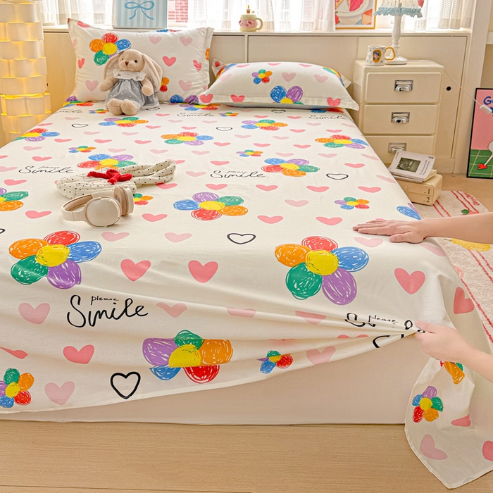 91家纺网 家纺一手货源 找家纺 卡普二店 2025新款全棉印花A版床单 缤纷花语