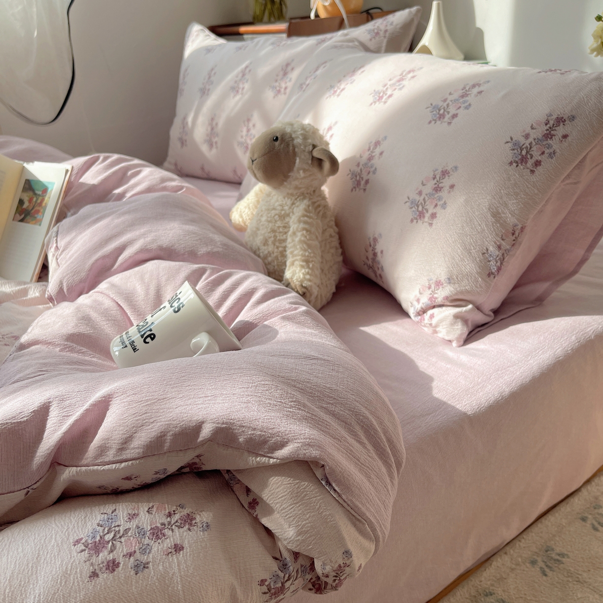 91家纺网 家纺一手货源 找家纺 凯洛奇 2026新款色织麻水洗提花四件套-提供买家秀 紫陌花痕