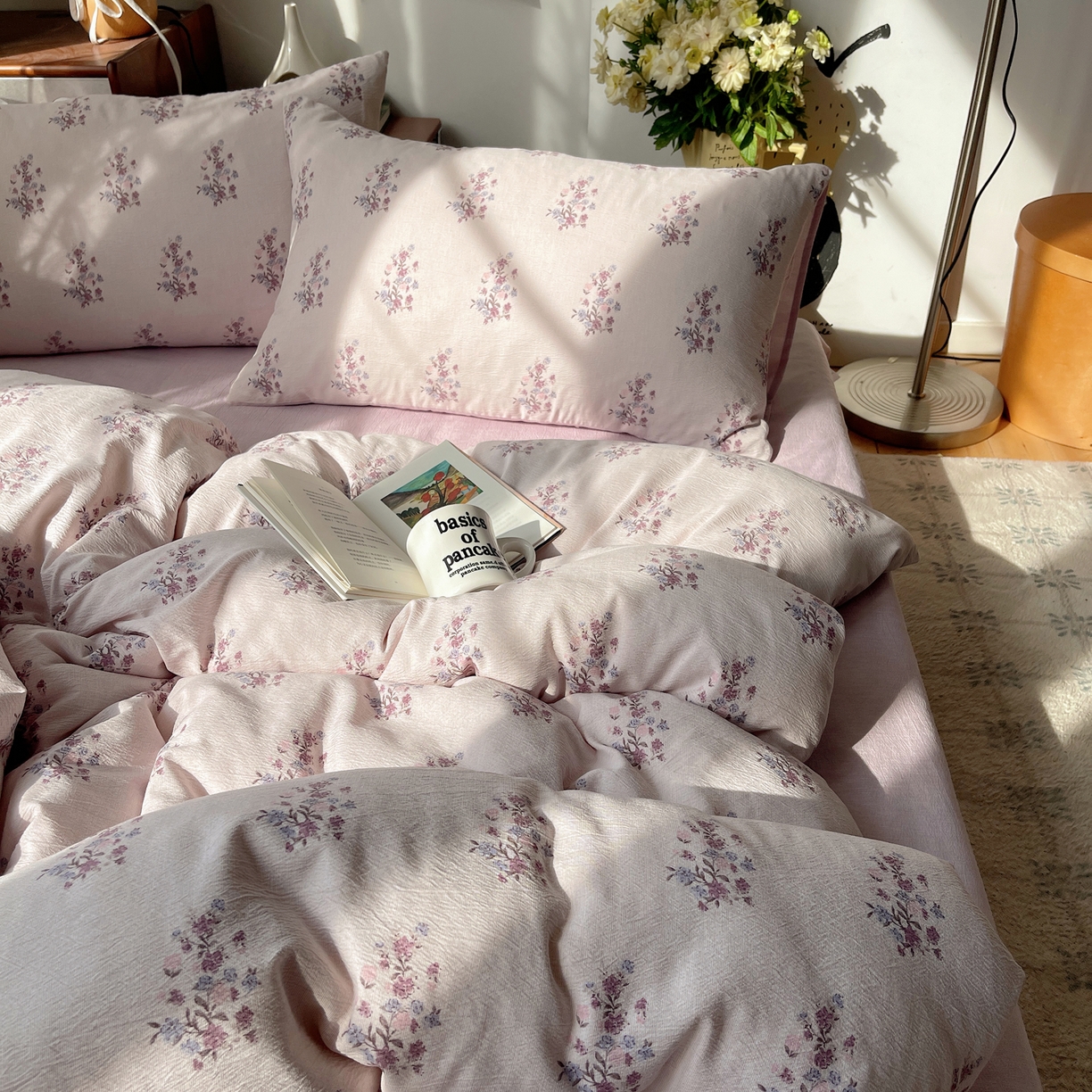 91家纺网 家纺一手货源 找家纺 凯洛奇 2026新款色织麻水洗提花四件套-提供买家秀 紫陌花痕