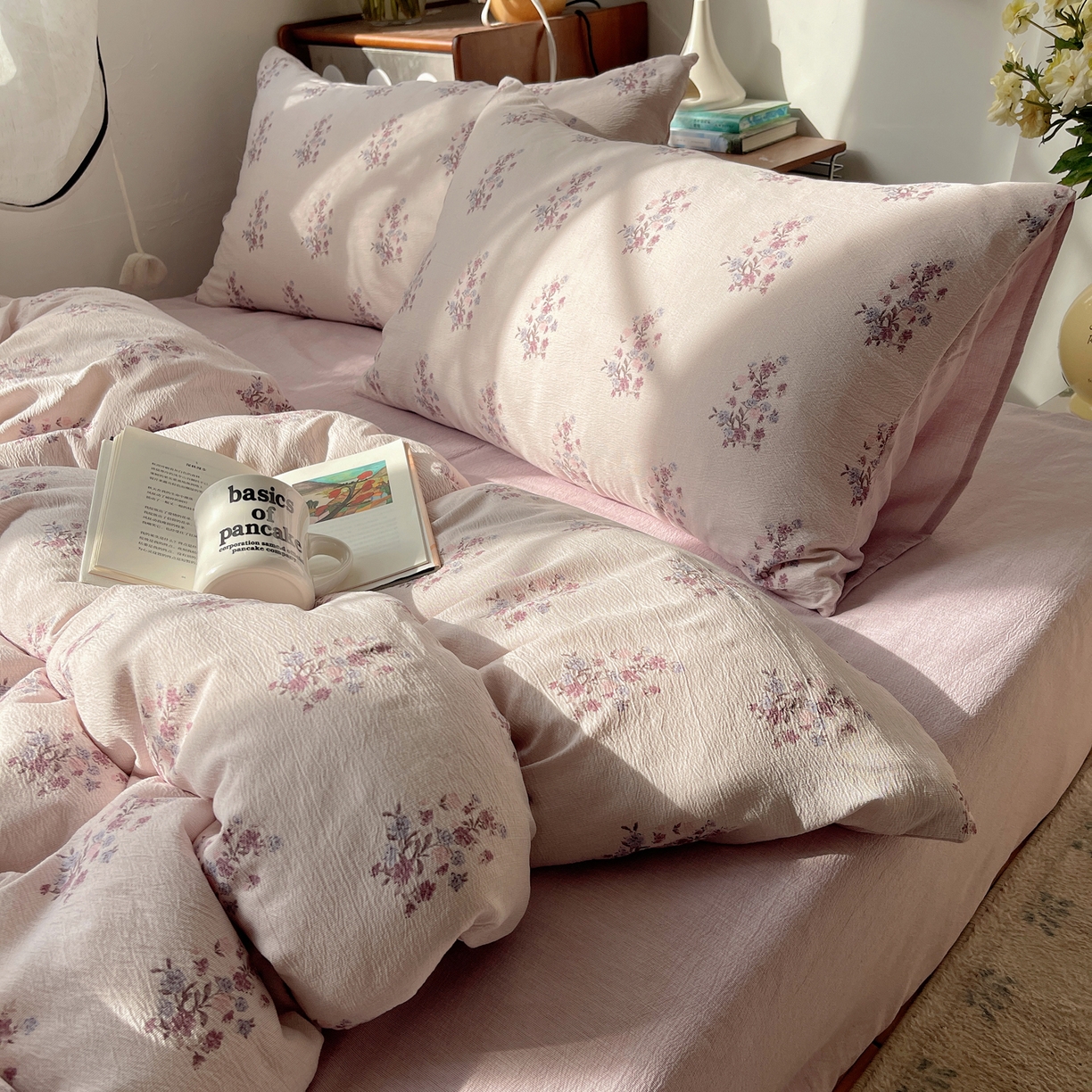 91家纺网 家纺一手货源 找家纺 凯洛奇 2026新款色织麻水洗提花四件套-提供买家秀 紫陌花痕