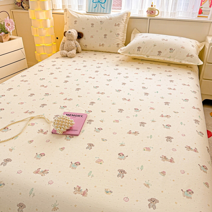 91家纺网 家纺一手货源 找家纺 卡普二店 2025新款全棉印花A版床单 彩绘汪汪