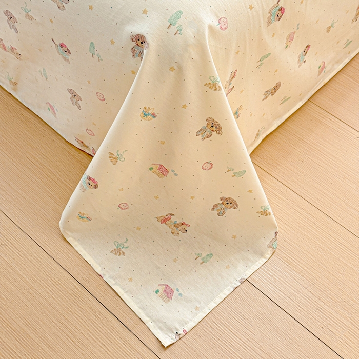 91家纺网 家纺一手货源 找家纺 卡普二店 2025新款全棉印花A版床单 彩绘汪汪