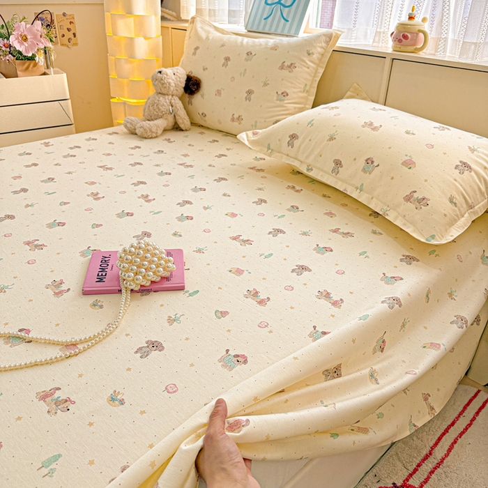 91家纺网 家纺一手货源 找家纺 卡普二店 2025新款全棉印花A版床单 彩绘汪汪