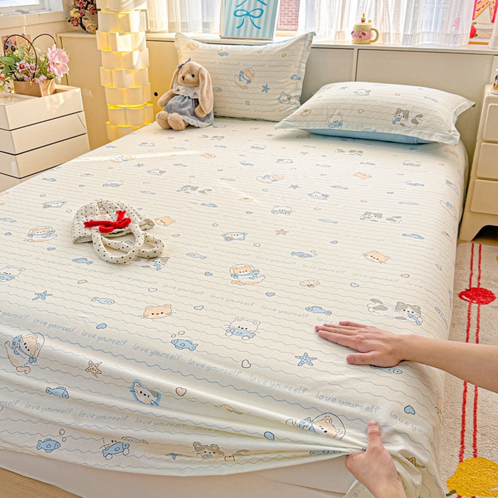 91家纺网 家纺一手货源 找家纺 卡普二店 2025新款全棉印花A版床单 猫咪宝贝