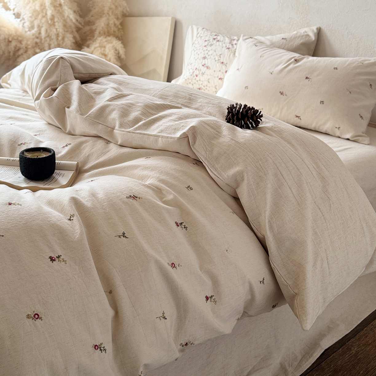 91家纺网 家纺一手货源 找家纺 （总）淑女公社家纺 2026春夏新款竹节棉麻特种绣花四件套