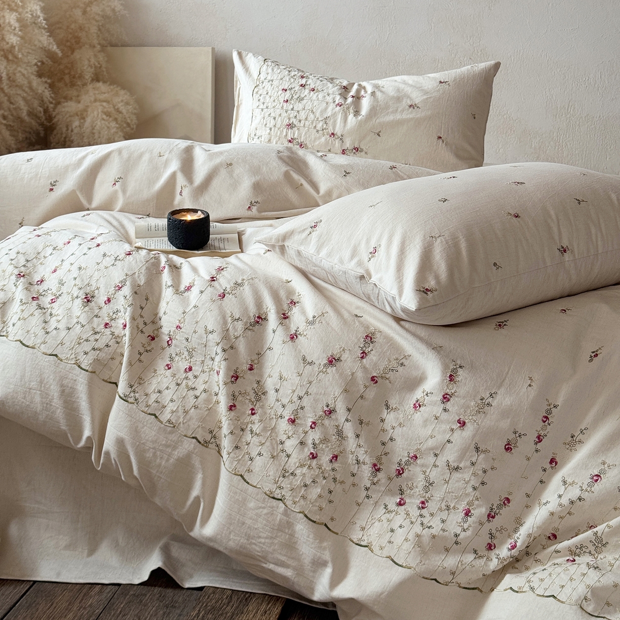 91家纺网 家纺一手货源 找家纺 （总）淑女公社家纺 2026春夏新款竹节棉麻特种绣花四件套