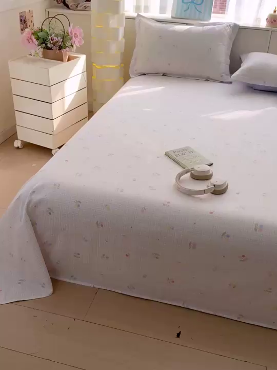 91家纺网 家纺一手货源 找家纺 卡普二店 2025新款全棉印花A版床单 樱桃小可