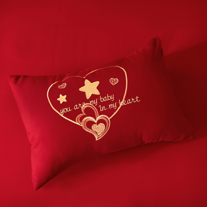 91家纺网 家纺一手货源 找家纺 慕她家纺 2026年磨毛亲肤棉婚庆四件套大红色刺绣结床上用品 百年同心