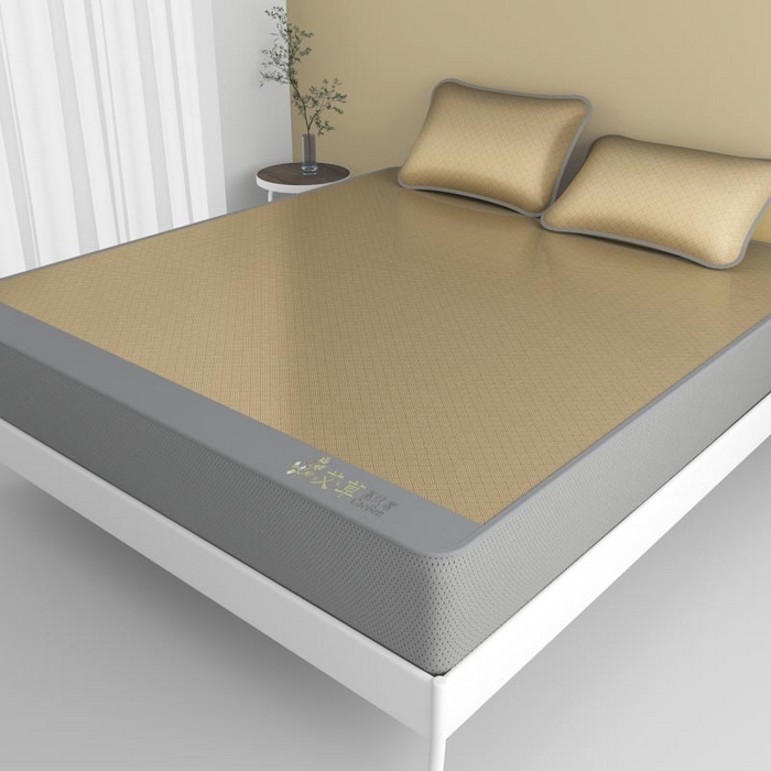 91家纺网 家纺一手货源 找家纺 福来临家纺 2026新款舒适亲肤凉感艾草驱蚊席-床笠款 艾草驱蚊席-咖床笠款