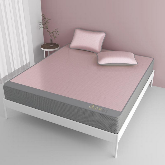 91家纺网 家纺一手货源 找家纺 福来临家纺 2026新款舒适亲肤凉感艾草驱蚊席-床笠款 艾草驱蚊席-粉床笠款