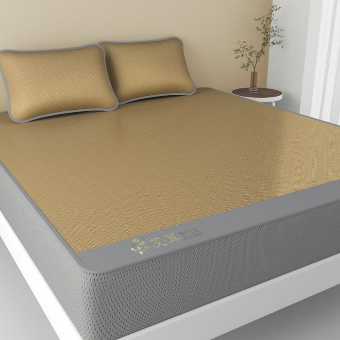 91家纺网 家纺一手货源 找家纺 福来临家纺 2026新款舒适亲肤凉感艾草驱蚊席-床笠款 艾草驱蚊席-咖床笠款