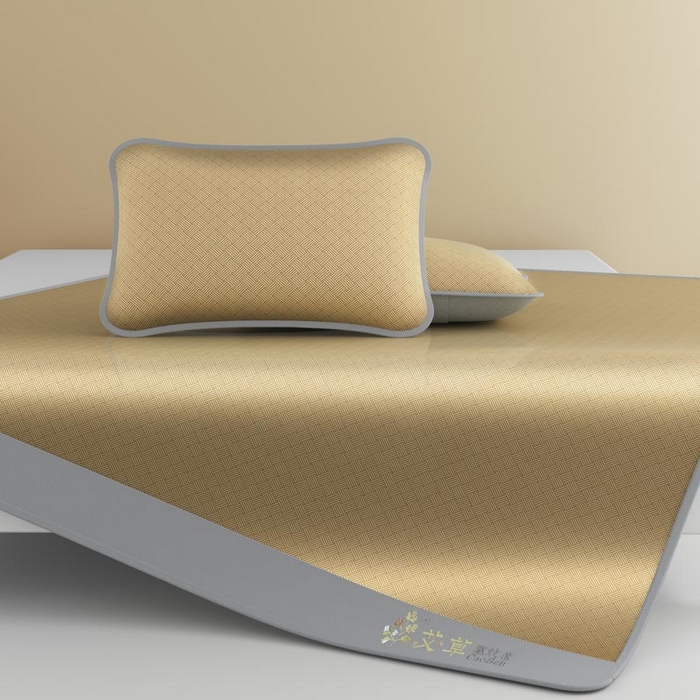 91家纺网 家纺一手货源 找家纺 福来临家纺 2026新款舒适亲肤凉感艾草驱蚊席-床笠款 艾草驱蚊席-咖床笠款