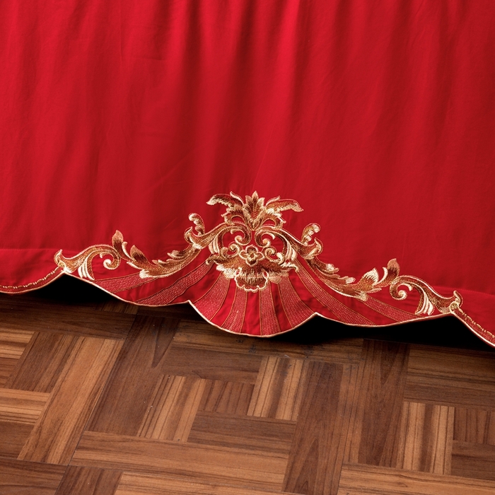 91家纺网 家纺一手货源 找家纺 慕她家纺 2026年磨毛亲肤棉婚庆四件套大红色刺绣结床上用品 天缘巧合