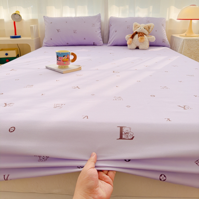 91家纺网 家纺一手货源 找家纺 洁柔家纺工厂店 2026新款A类古法糯小棉床笠礼盒款 潮牌紫韵