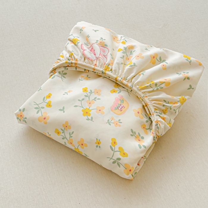 91家纺网 家纺一手货源 找家纺 洁柔家纺工厂店 2026新款A类古法糯小棉床笠礼盒款 金桂玉兔