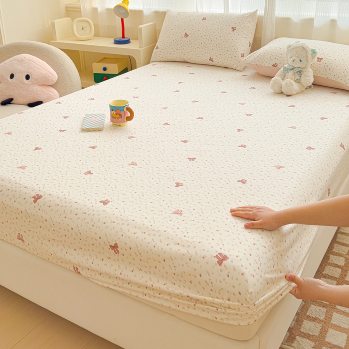 91家纺网 家纺一手货源 找家纺 洁柔家纺工厂店 2026新款A类古法糯小棉床笠礼盒款 十里蔷薇